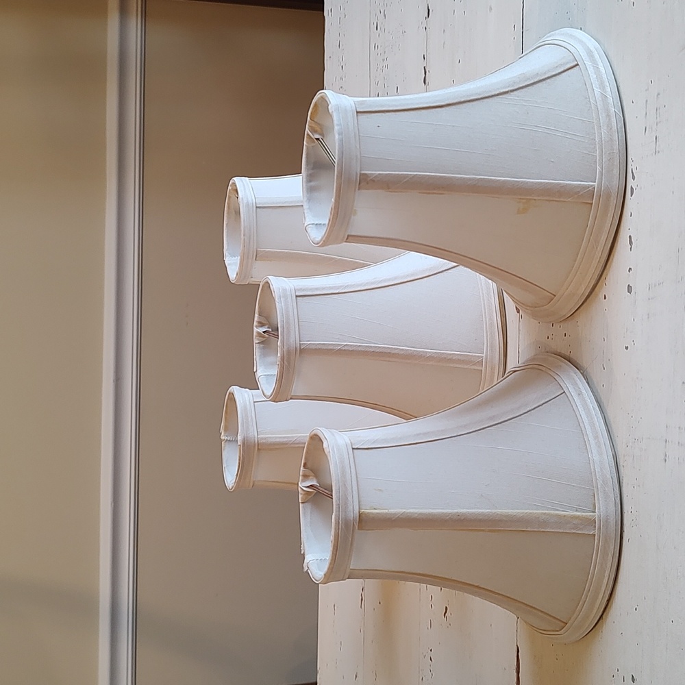 5 vintage chandelier mini lamp silk shades ivory